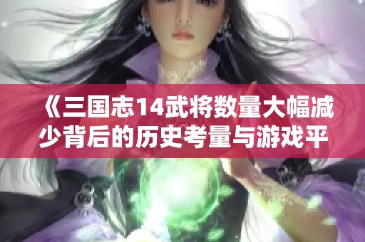 《三国志14武将数量大幅减少背后的历史考量与游戏平衡》