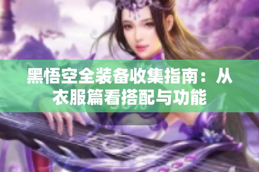 黑悟空全装备收集指南：从衣服篇看搭配与功能