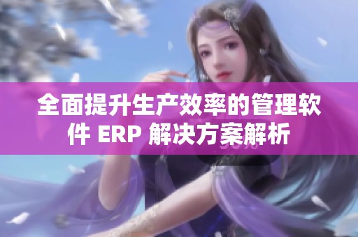 全面提升生产效率的管理软件 ERP 解决方案解析