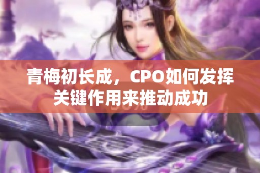 青梅初长成，CPO如何发挥关键作用来推动成功