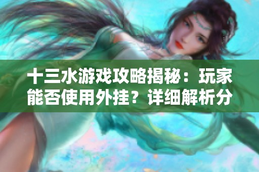 十三水游戏攻略揭秘：玩家能否使用外挂？详细解析分享